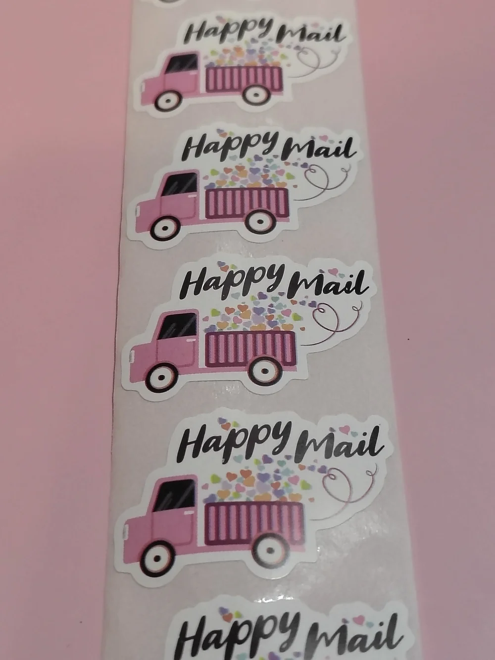 49 Pink Thank You Cards with Happy Mail Stickers